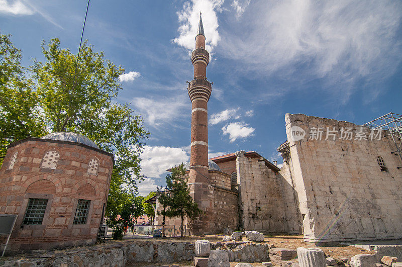 Hacı Bayram清真寺和奥古斯都和罗马神庙来自首都安卡拉